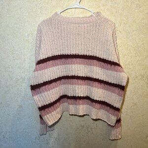 Striped Pink Crochet Sweater